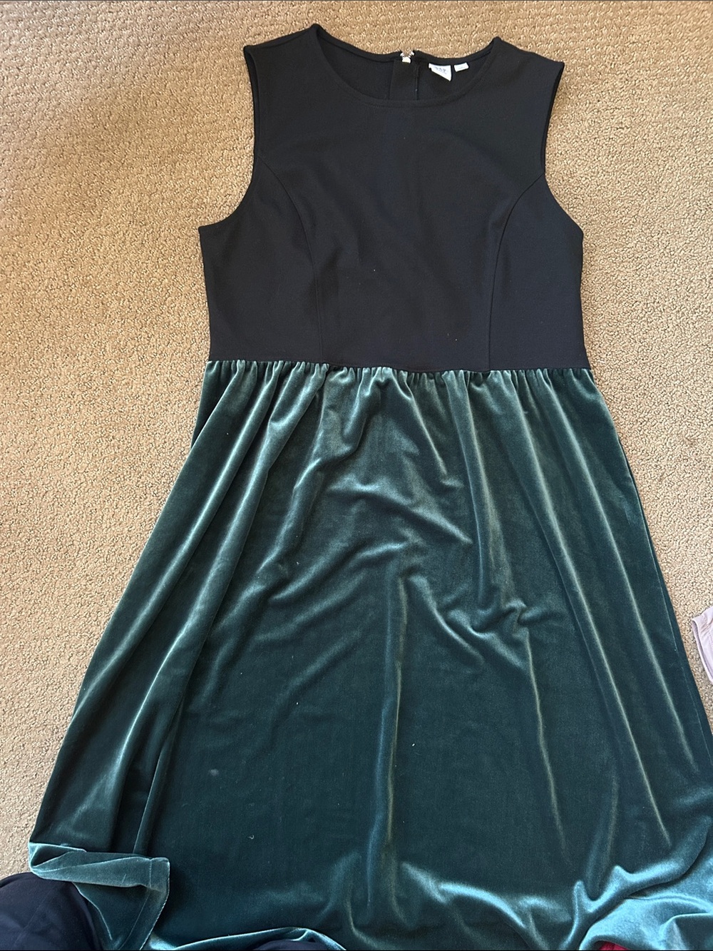 GAP Maternity Black Sleeveless Dress with Emerald Green Velvet Skirt